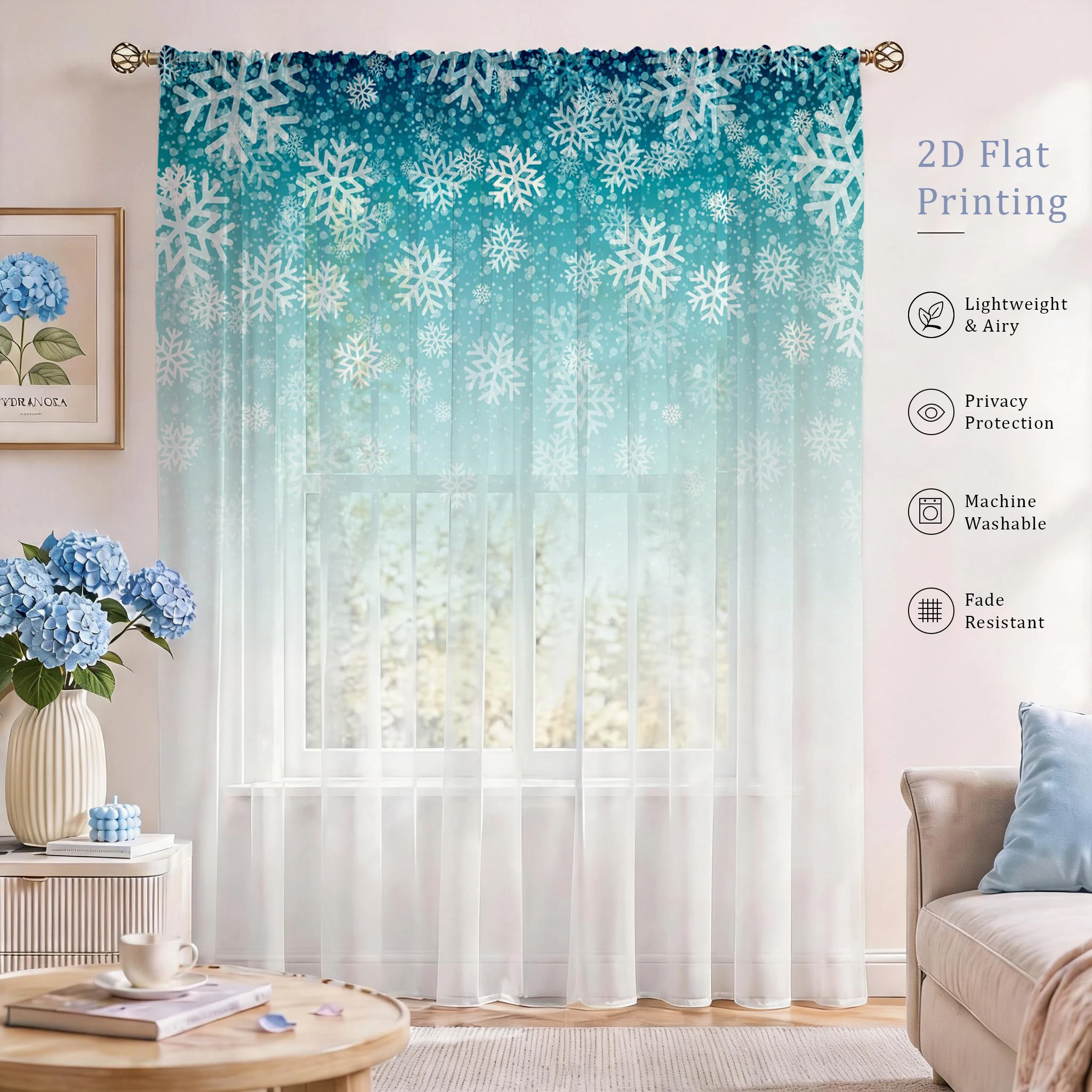Good Floral & Wedding Decor Supply Photos - Floral Gradient Sheer Curtain, goede kwaliteit