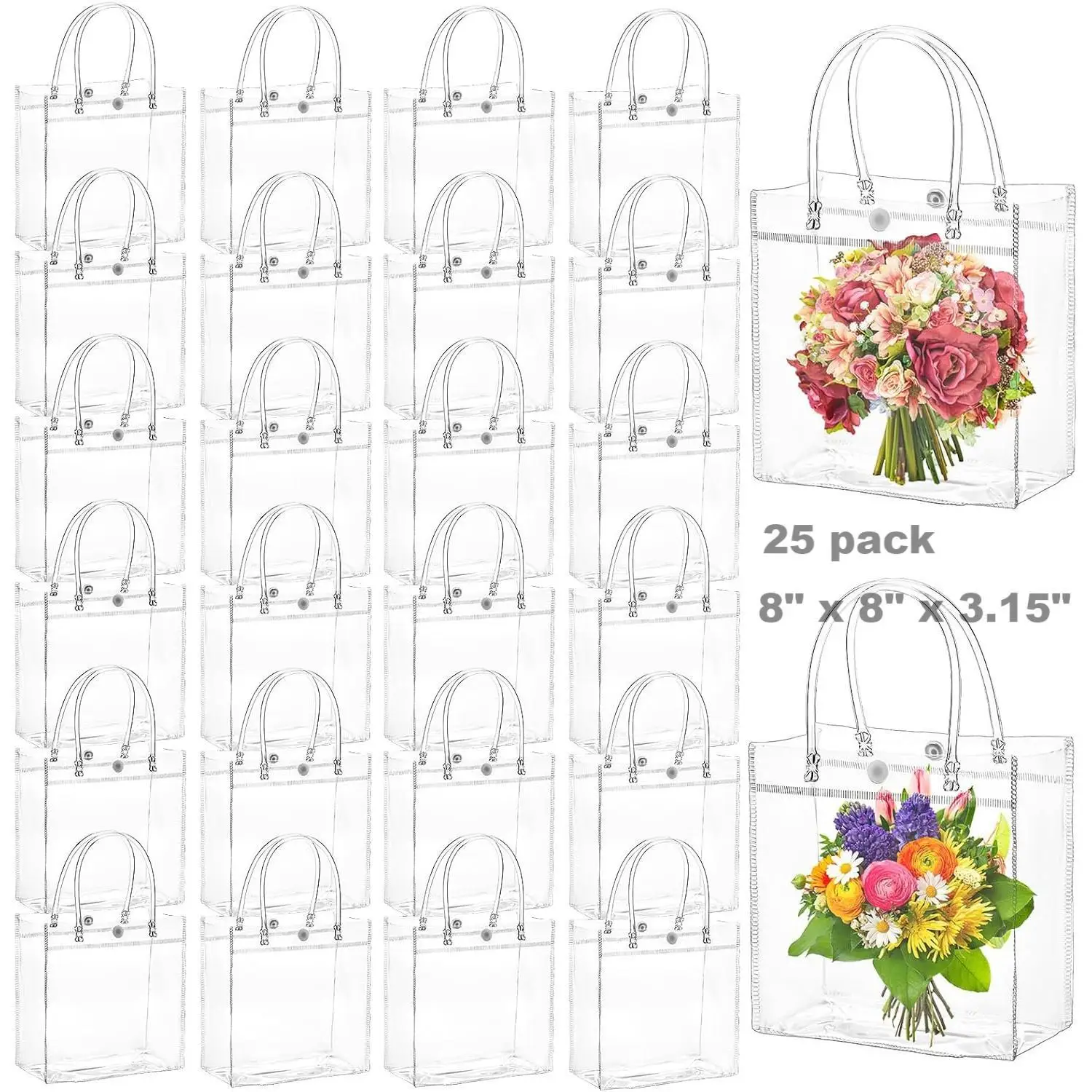 Wedding Packaging - 25 stuks transparante cadeauzakjes met handvatten,